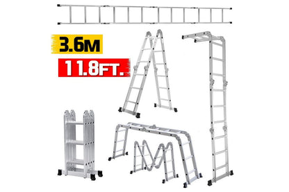 Close up of aluminium rungs on extension ladder 36M
