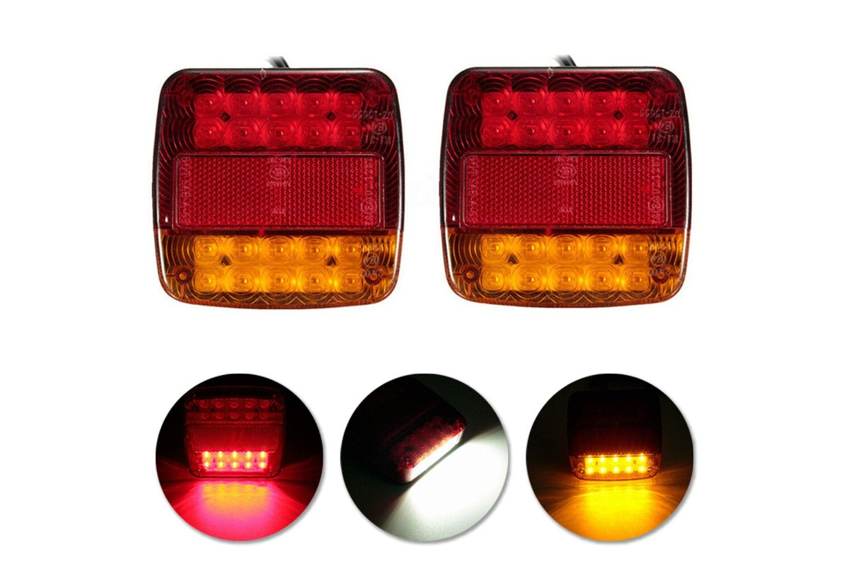 LED tail lights for trailer with amber indicator light visible