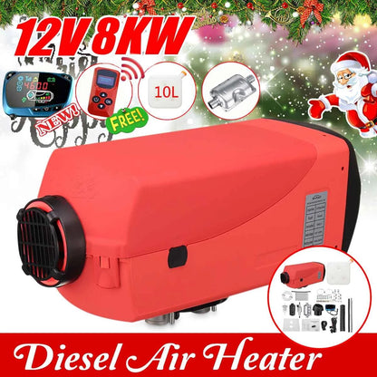 Back view of diesel air heater 8KW 12V with exhaust muffler