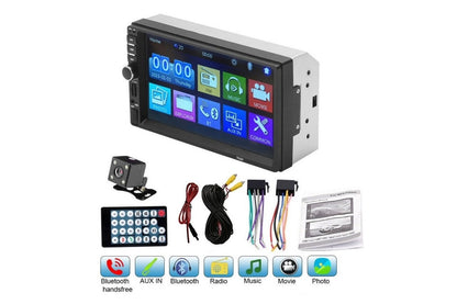 Black car stereo with reverse camera and touch screen controls