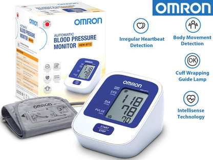 Omron Blood Pressure Monitor HEM 8712 showing one-touch operation button