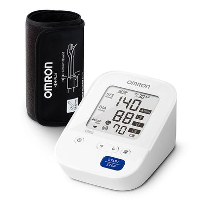 Omron blood pressure monitor HEM7156 showing digital LCD display