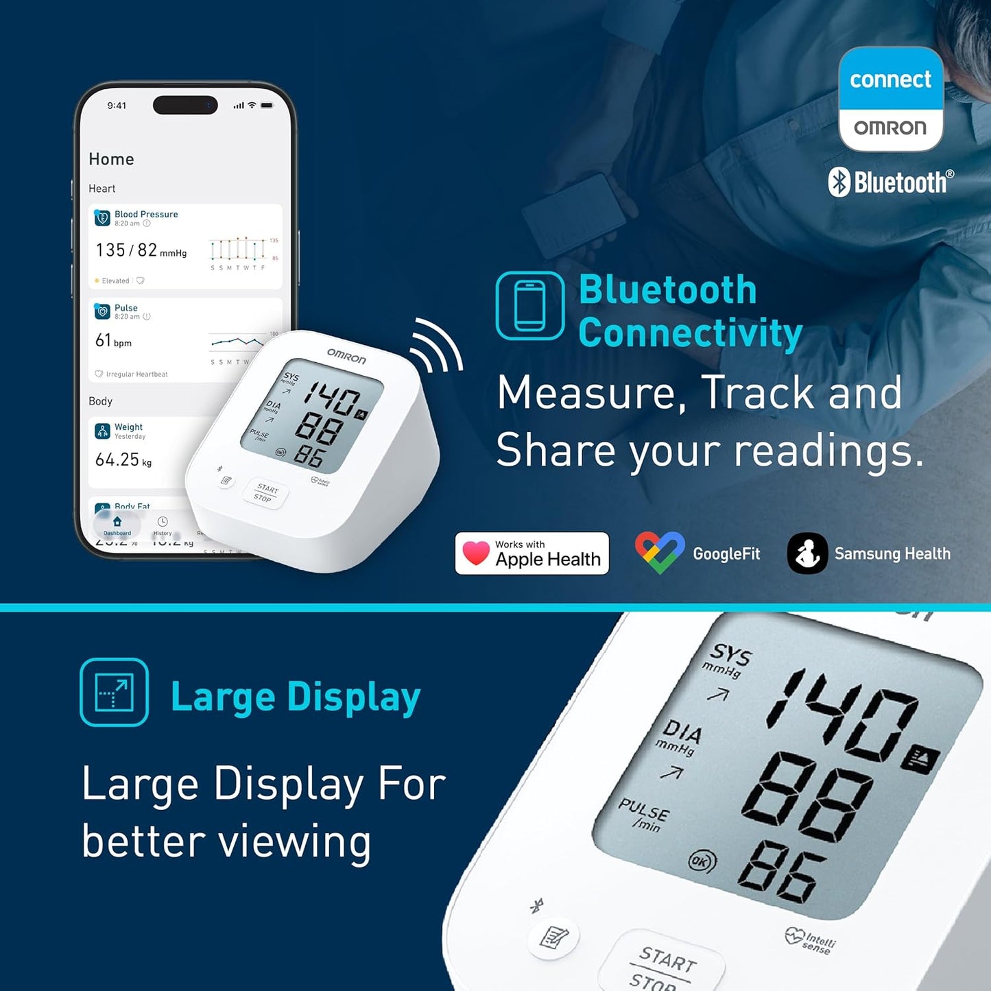 Omron Blood Pressure Monitor HEM-7183T1-FLB