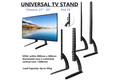 Close-up of VESA mount compatibility on TV stand