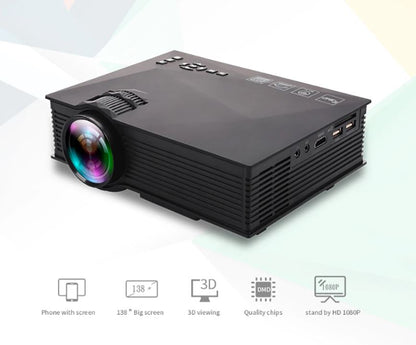 HD smart projector displaying 37 to 115 inch projection size