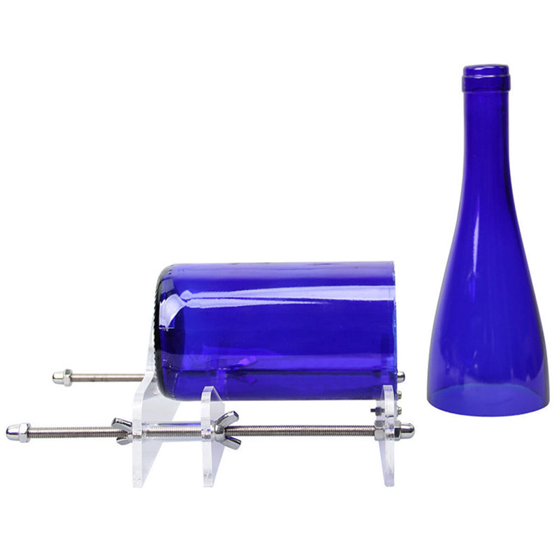Side view of glass bottle cutter with bottle support
