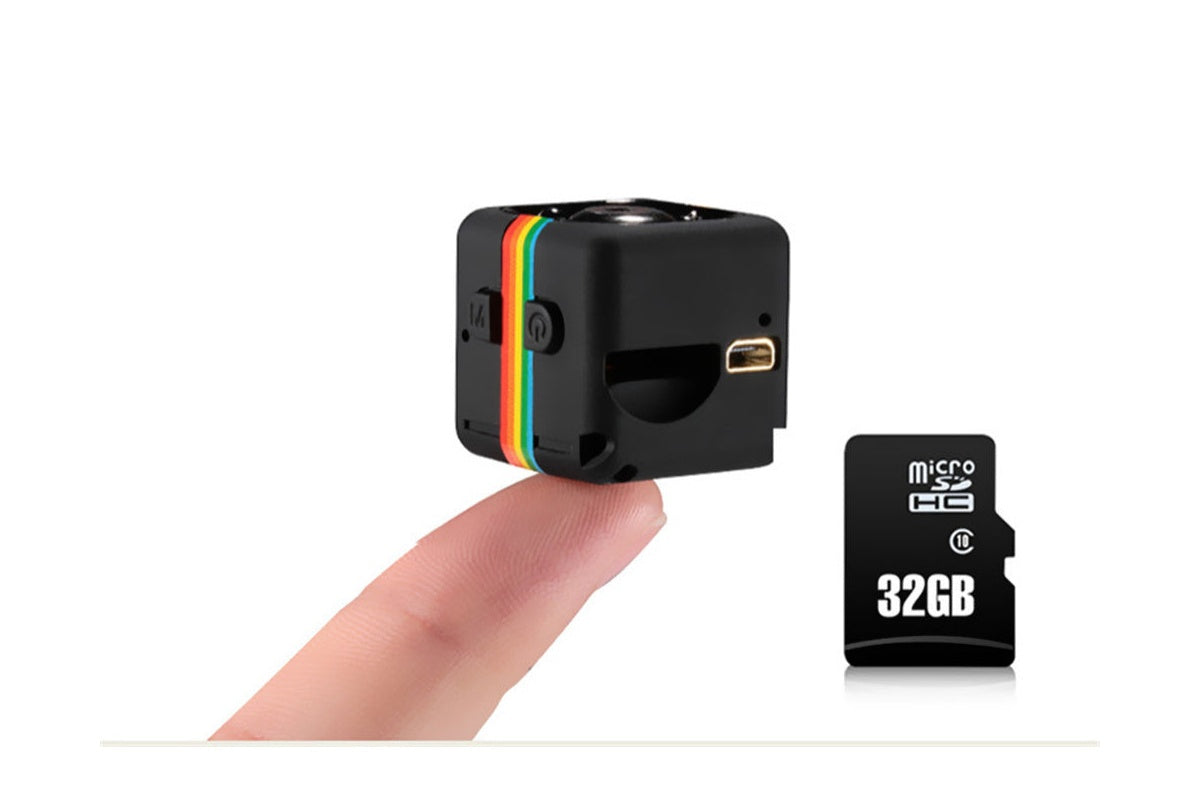 Side angle of mini camera with USB cable attached