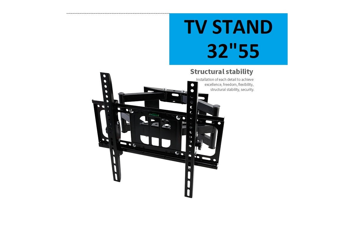 Close up of steel arm on TV wall bracket 32-55 inch black