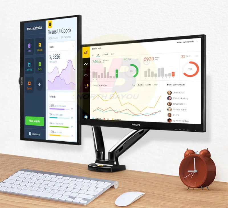 Dual arm monitor stand