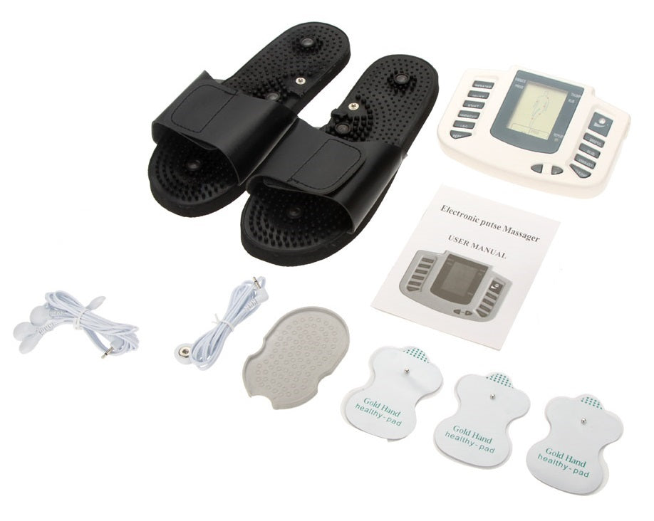 Compact white tens machine massager with ergonomic design