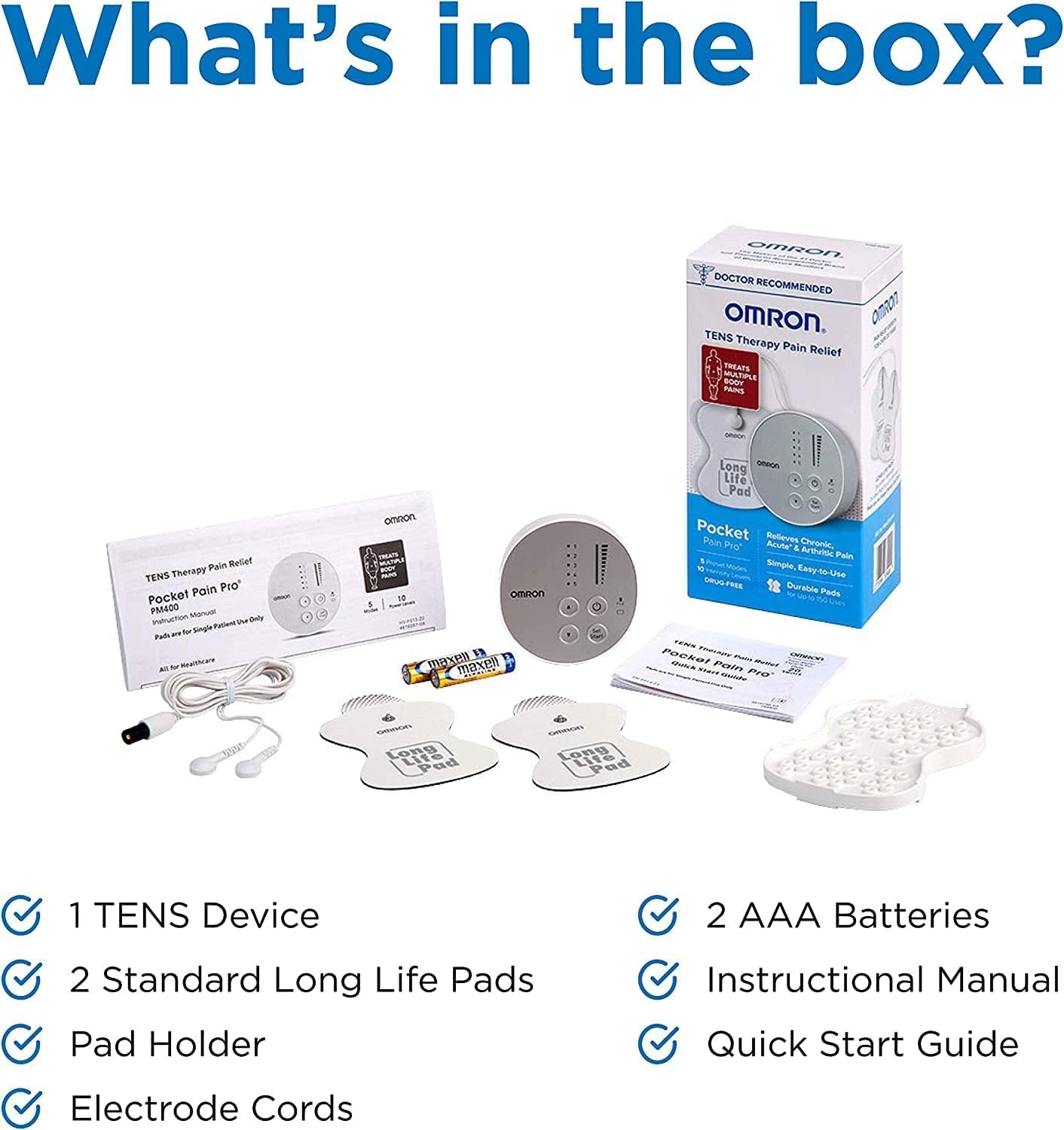 Top view of Omron TENS machine with battery compartment open