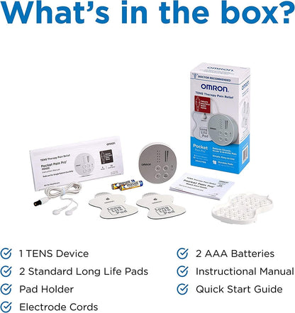 Top view of Omron TENS machine with battery compartment open