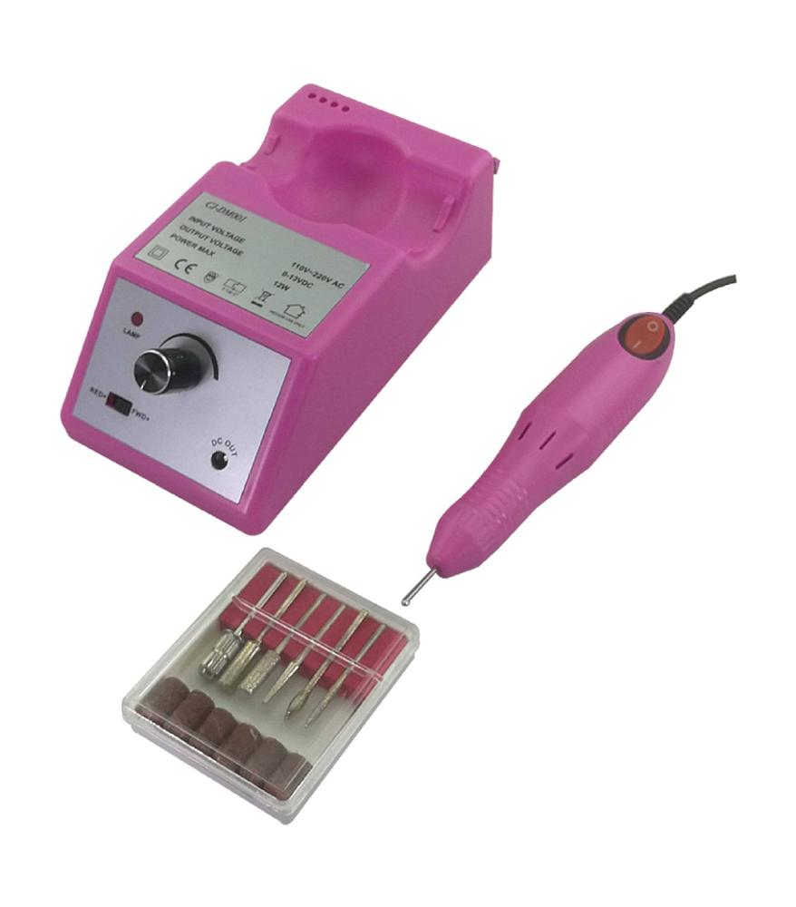 Close up of electric nail drill handle with heat sink design