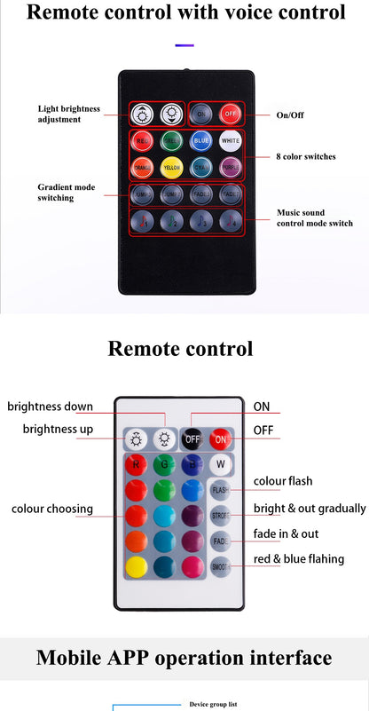 Car LED Lights RGB Voice Remote