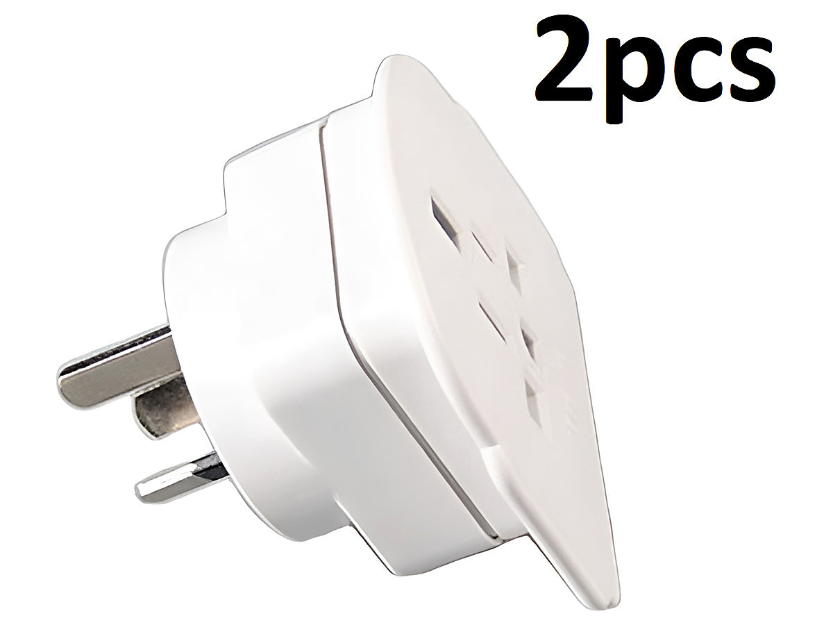 Side angle of travel adapter with NZ plug highlighting fireproof ABS case