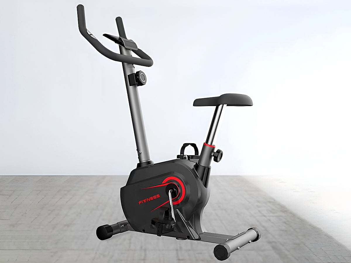 Side angle of exercise bike with adjustable seat height
