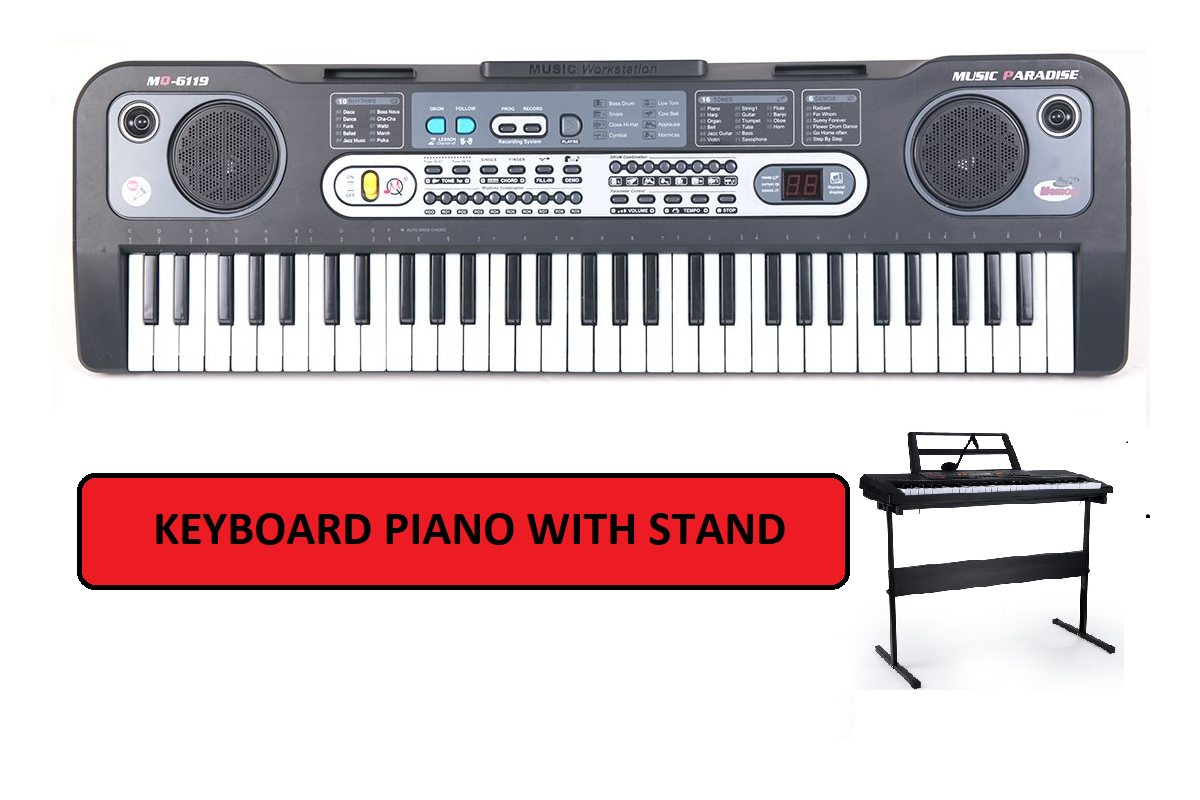 Side angle of keyboard piano showing slim design