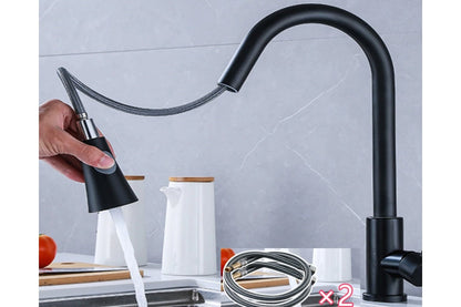 Side view of kitchen faucet sink mixer tap with 360 degree swivel