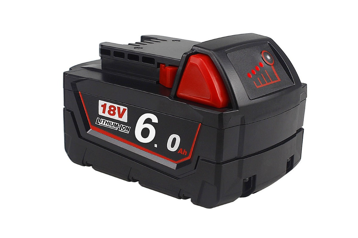 Close up of Milwaukee M18 18V 60Ah battery terminals for secure connection