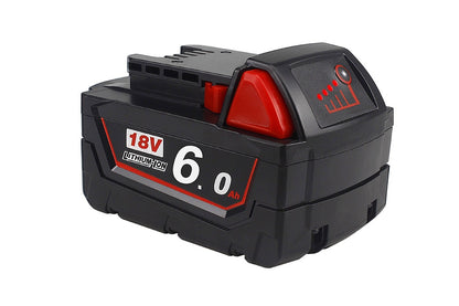 Close-up of battery terminals on Milwaukee M18 18V 60Ah battery