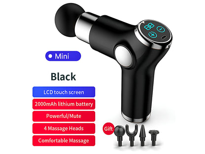 Portable muscle massager with four interchangeable massage heads
