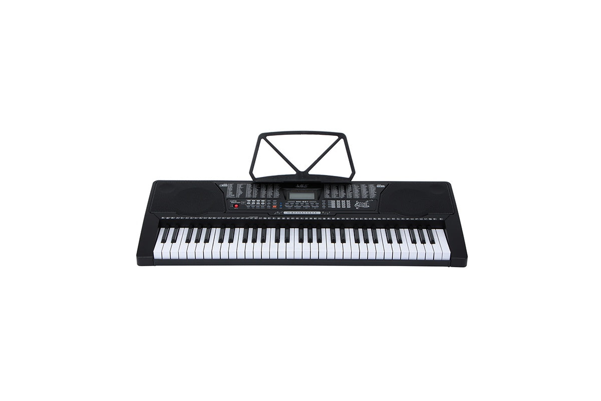 Side angle of electric keyboard piano with USB port visible