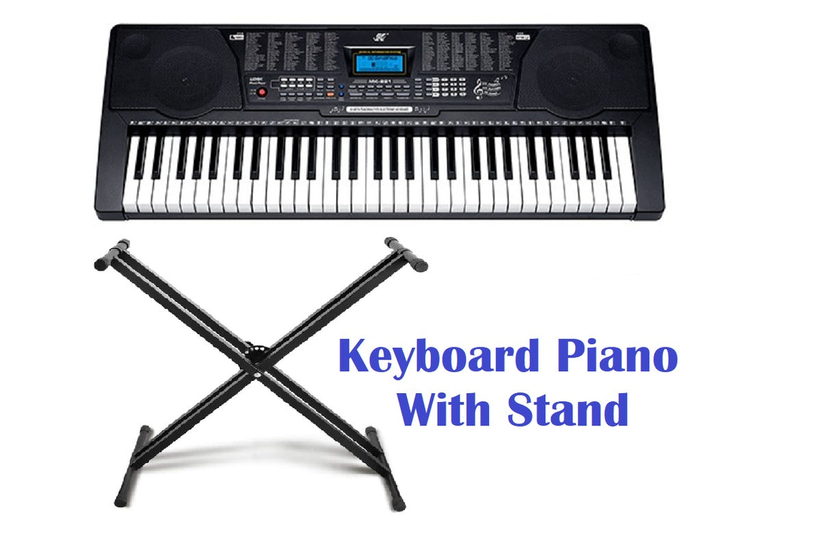 Close up of electric keyboard piano LCD display and controls