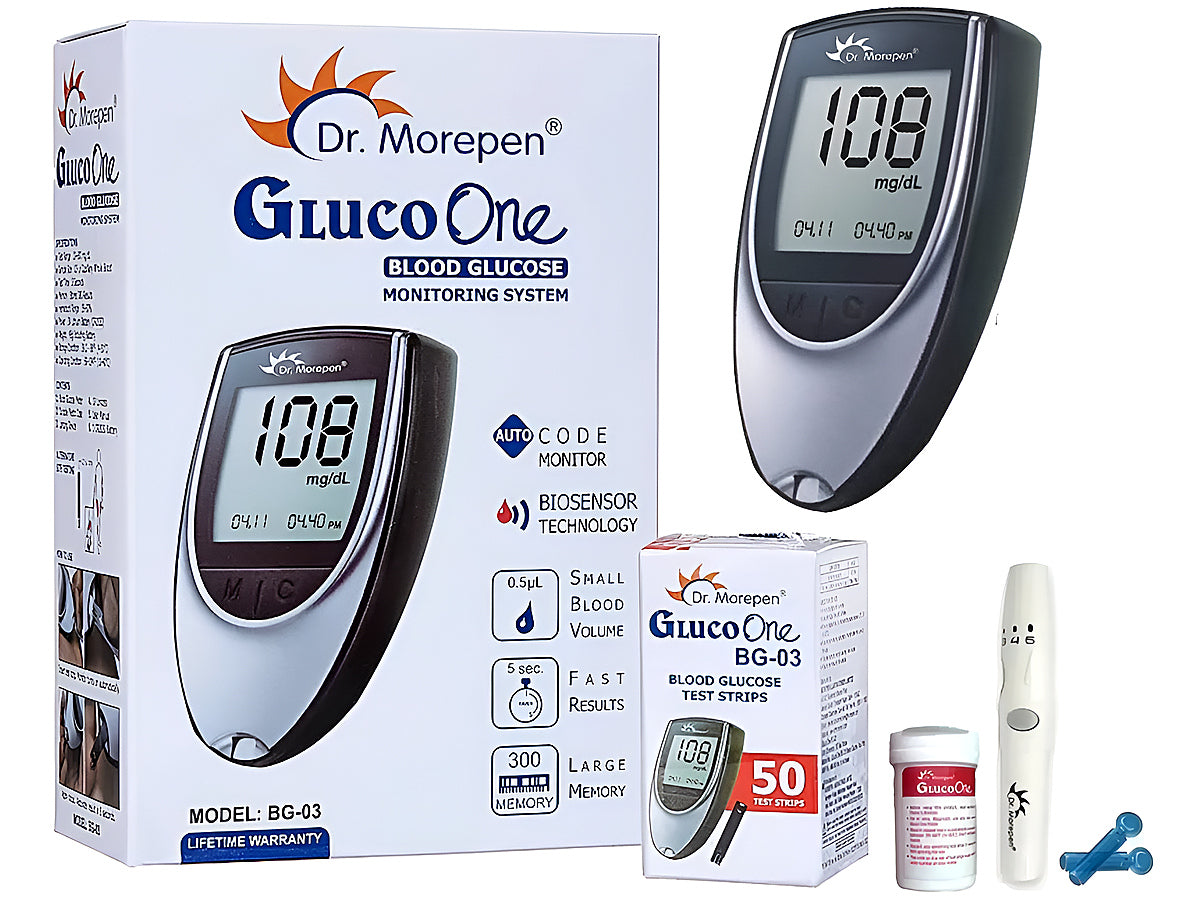 Side angle of Blood Glucose Meter highlighting slim lightweight design