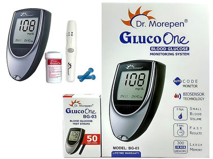 Blood Glucose Meter with lancing device and lancets displayed