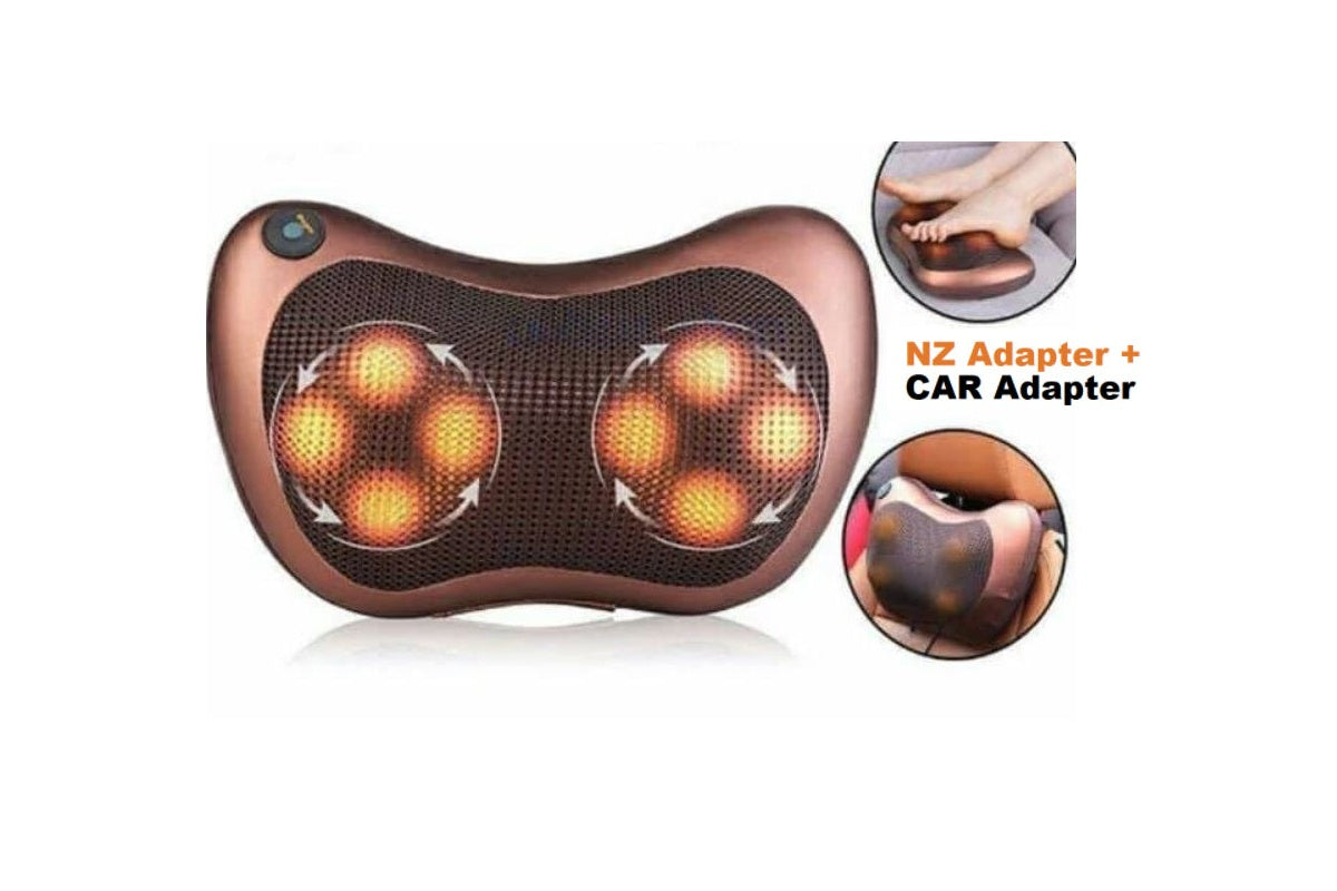 Side angle of massage pillow highlighting ergonomic U-shape design