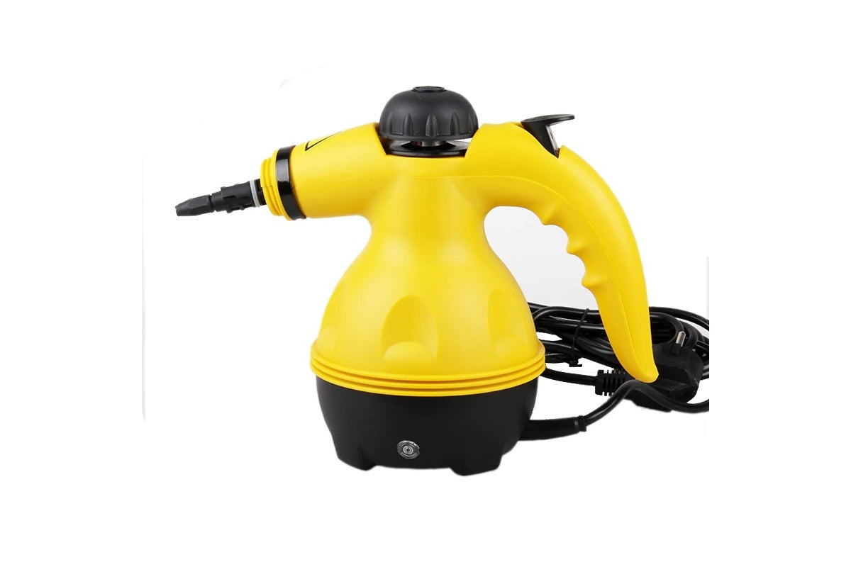 Close up of steam cleaner nozzle releasing steam