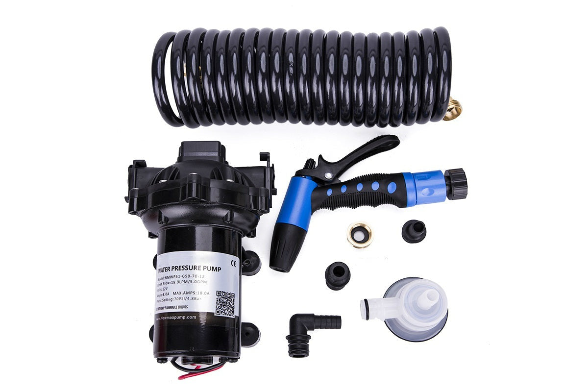 Side angle of washdown pump kit with rubber mounting feet