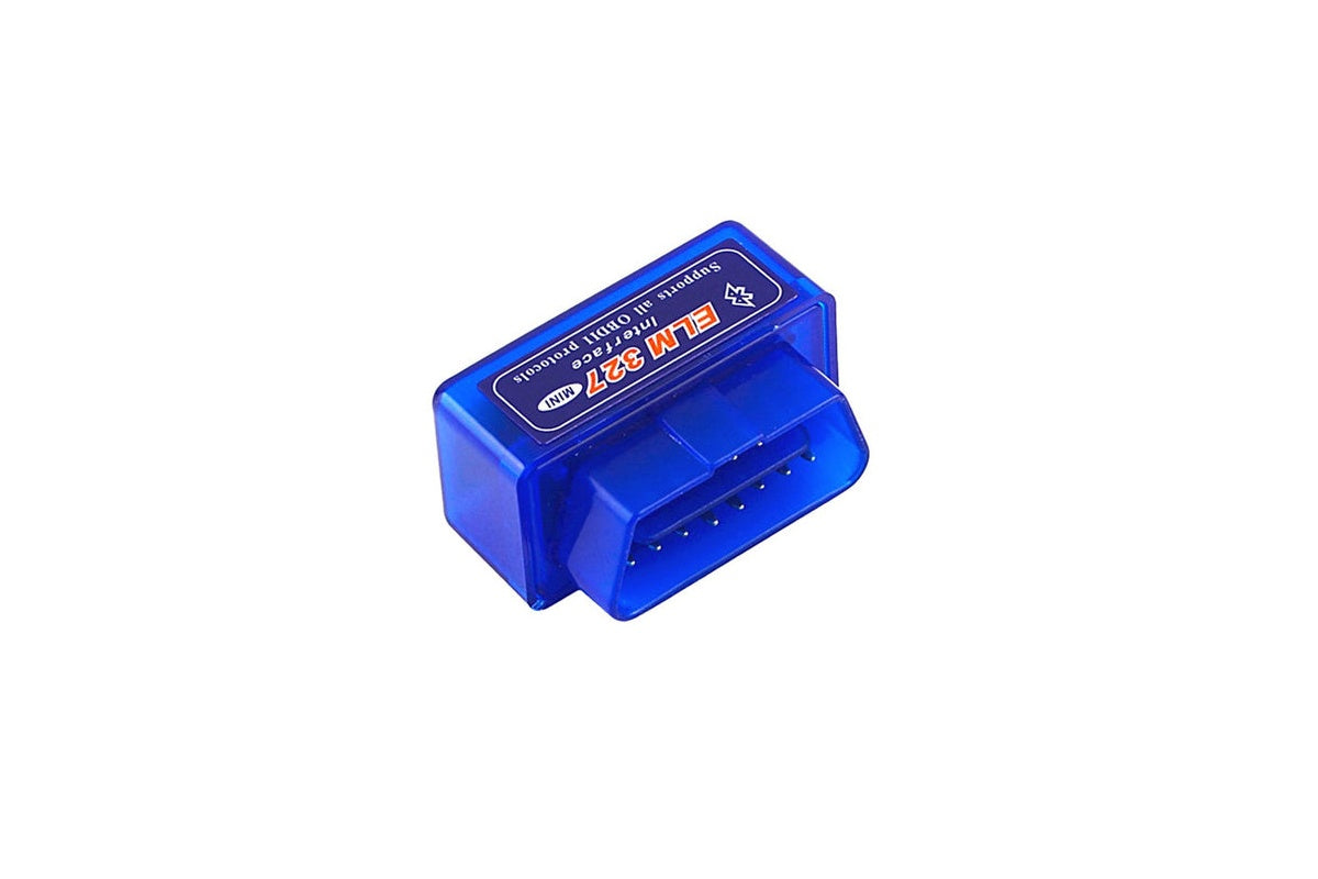 Wireless Bluetooth OBD2 scanner plugged into car diagnostic port