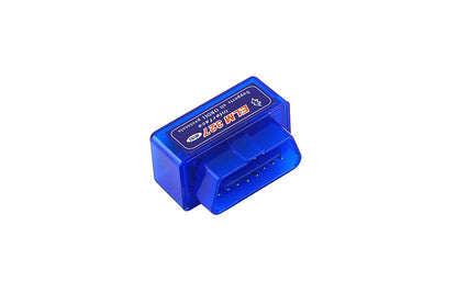 Wireless Bluetooth OBD2 scanner plugged into car diagnostic port