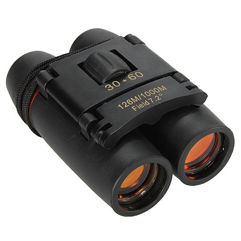 Binoculars hunting folding showing front lens in black