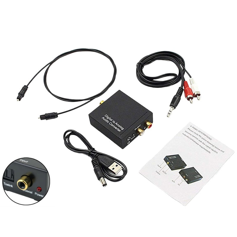 Digital Optical Toslink to RCA Audio Converter front view showing input ports