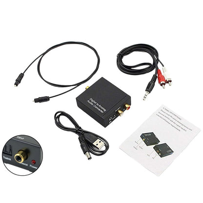 Digital Optical Toslink to RCA Audio Converter front view showing input ports