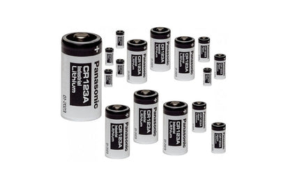 Side view of CR123A Panasonic battery with voltage details