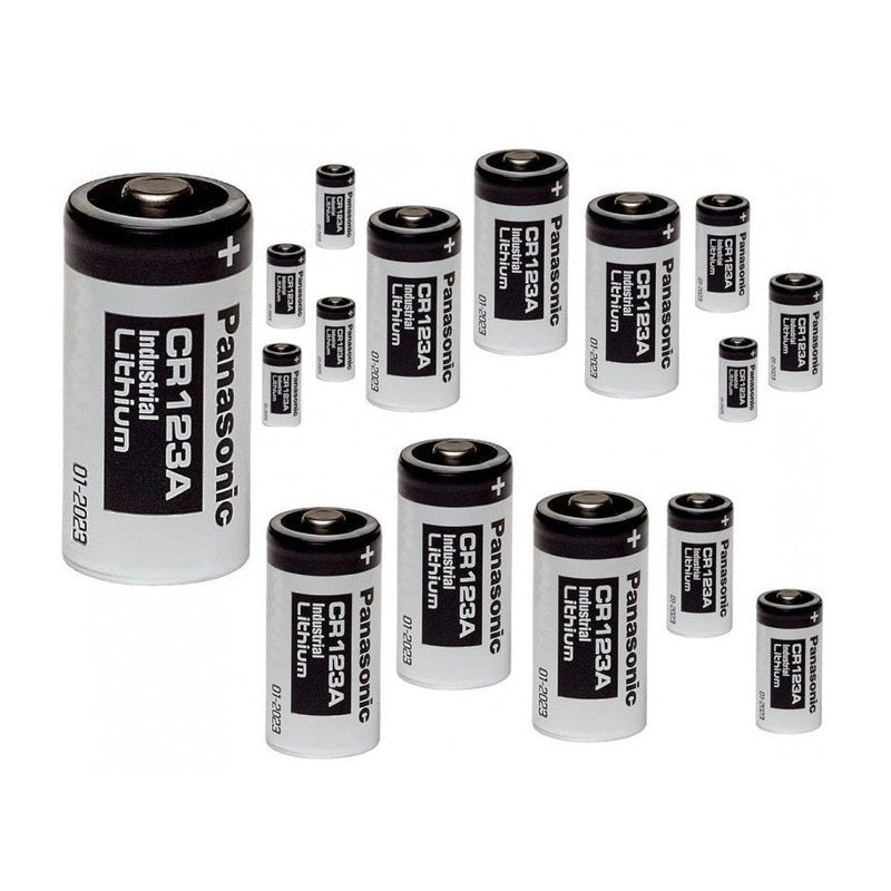 CR123A Panasonic battery side view showing compact size