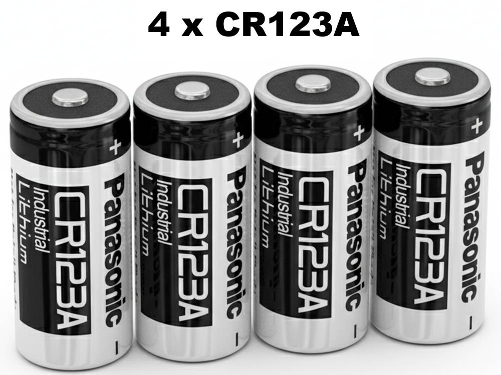 CR123A Panasonic battery with dimensions 17mm by 34mm
