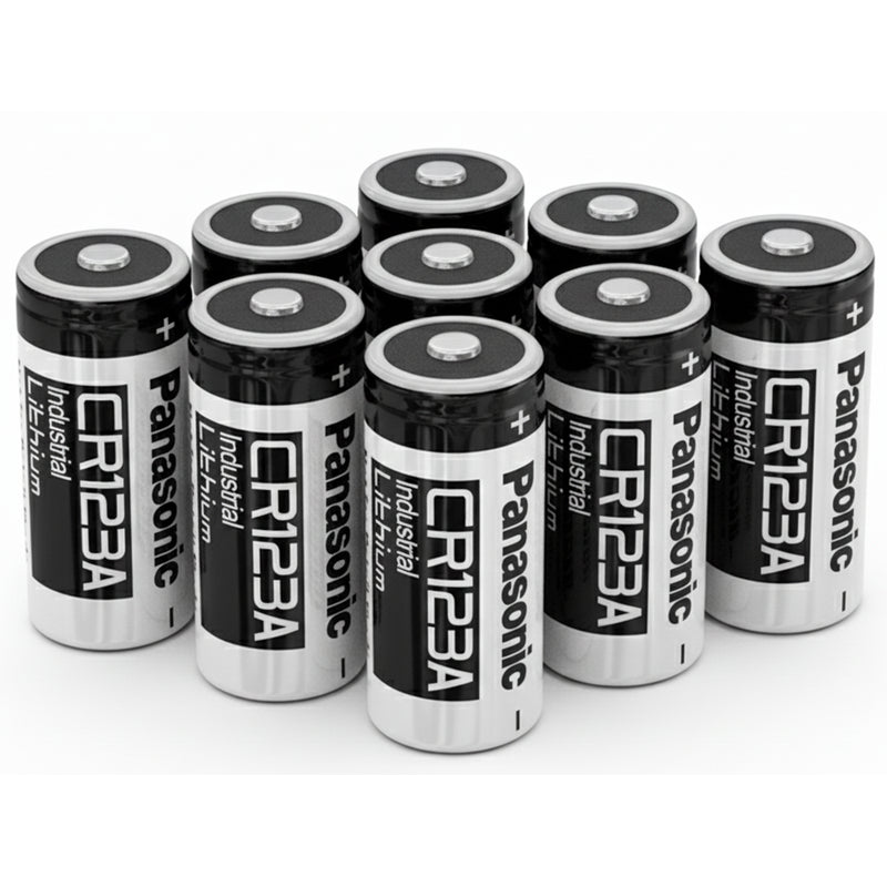 CR123A Panasonic battery pack showing eight lithium cells