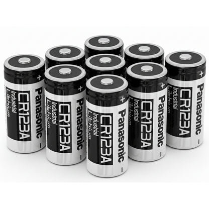 CR123A Panasonic battery pack showing eight lithium cells