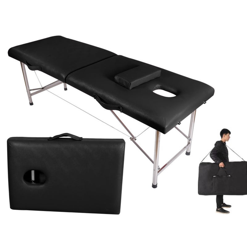 Portable massage table folded for easy transport