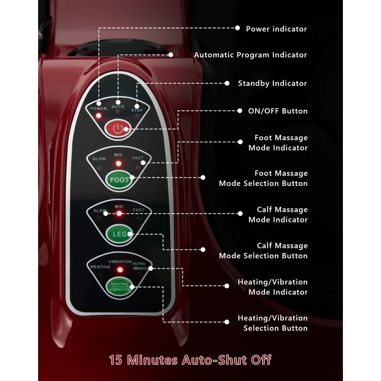 Leg massager power cord and timer switch detail