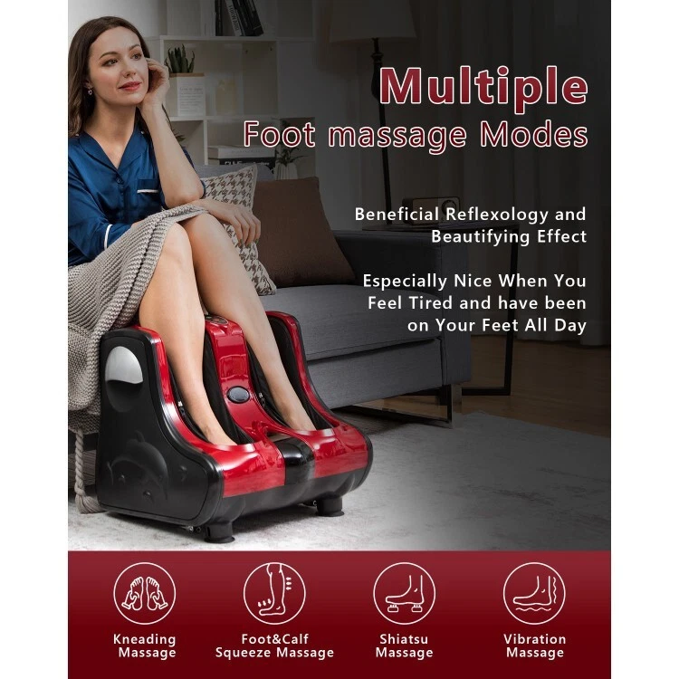 Leg massager with vibration mode buttons close-up