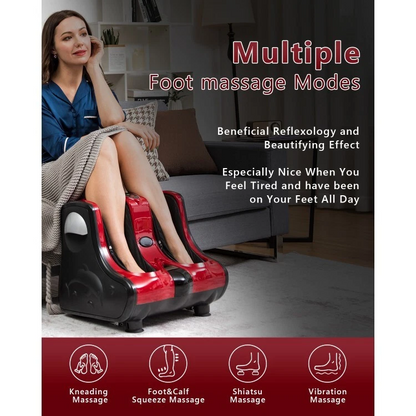 Leg massager with vibration mode buttons close-up
