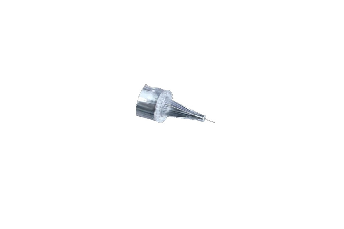 Side view of Derma Pen Needles Cartridge 1Pin in clear plastic casing