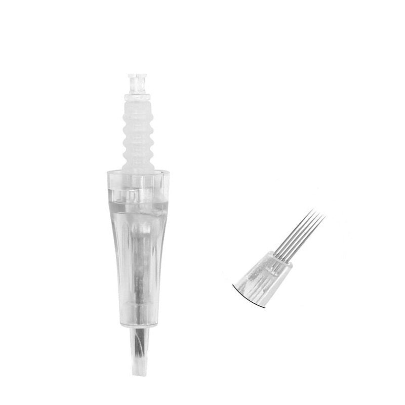 Derma pen needles cartridge 5 pin close up showing needle tips