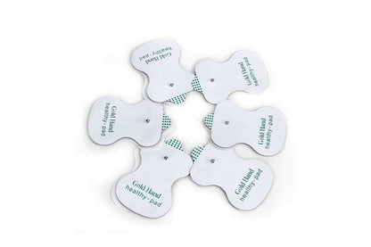 Close up of reusable TENS machine pads 12 with stud connectors
