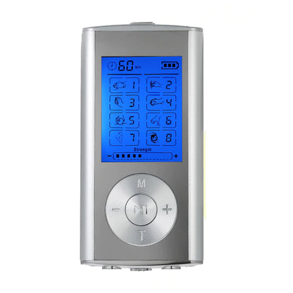 Tens machine 8 mode body massager showing front LCD screen
